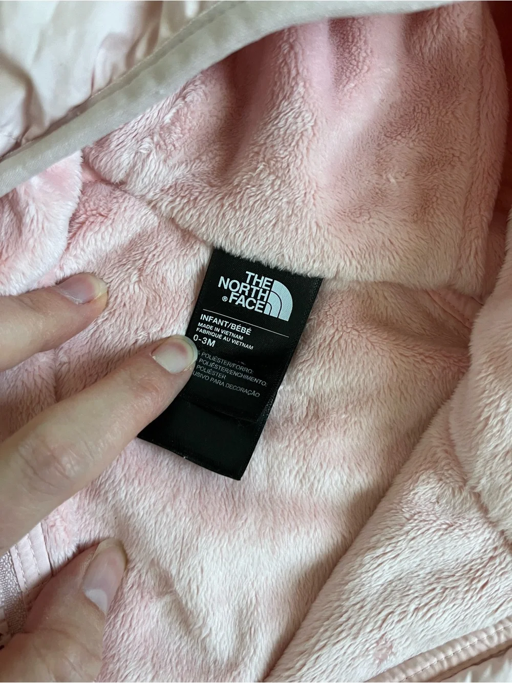 The North Face Pale Pink Hooded Infant One-Piece Snowsuit